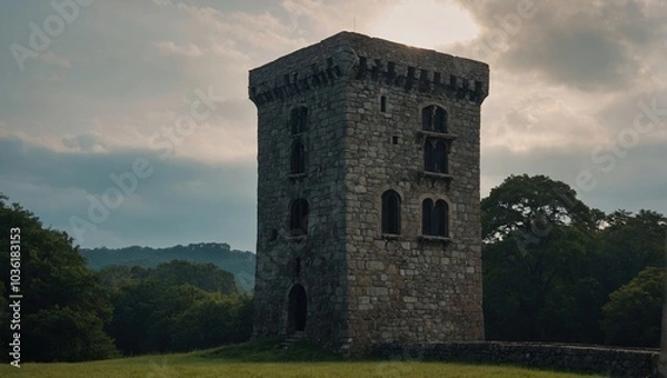 Fototapeta An enchanting archer tower surrounded by forests