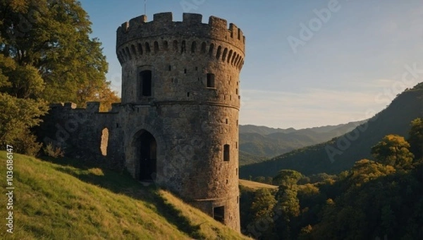 Obraz An impressive archer tower overlooking the battlefield tells stories of valor and sacrifice