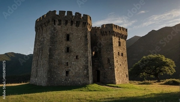 Fototapeta Children play games near the old archer tower