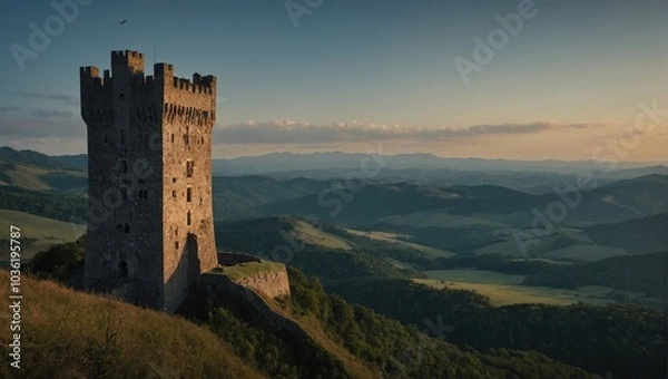 Obraz Nature flourishes around the archer tower, enhancing its beauty and natural charm