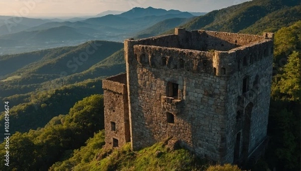 Fototapeta Photographers capture the magic of the archer tower at golden hour