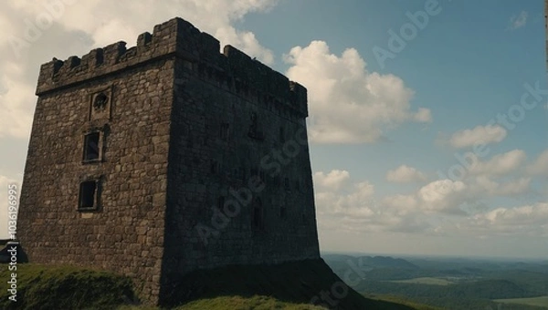 Fototapeta The ancient archer tower reflects the artistry of medieval craftsmanship