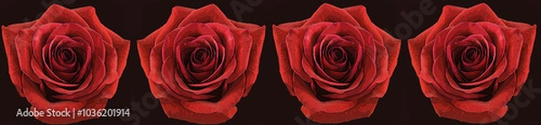 Obraz Posturized row of beautiful red roses on a black background