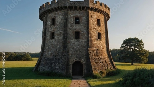 Fototapeta The archer tower features an observation deck for scenic vistas