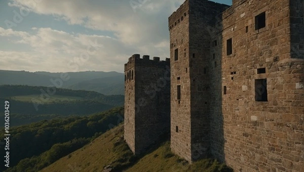 Fototapeta The archer tower features enchanting gardens filled with fragrant flowers and plants