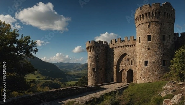 Fototapeta The archer tower features informative plaques detailing its rich history
