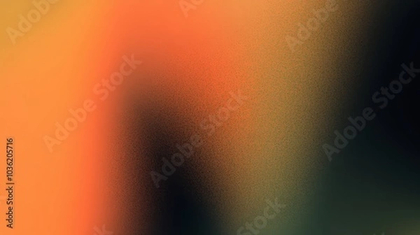 Fototapeta Blurry orange and black background with a greenish tint