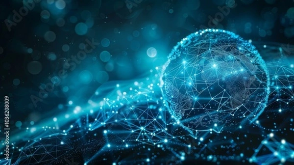 Obraz 3D globe with data streams illustrating internet business and global networks