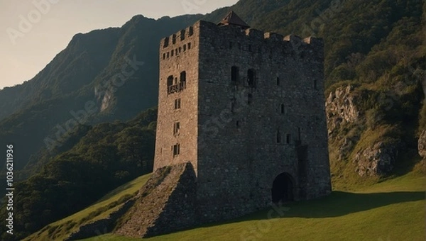 Fototapeta The archer tower invites everyone to explore its intriguing architecture