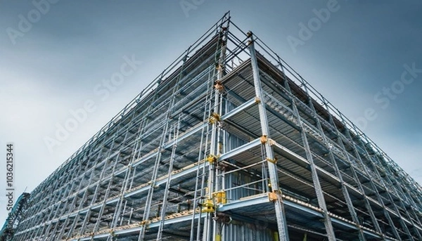 Fototapeta 고층 건물의 기초 철골 구조