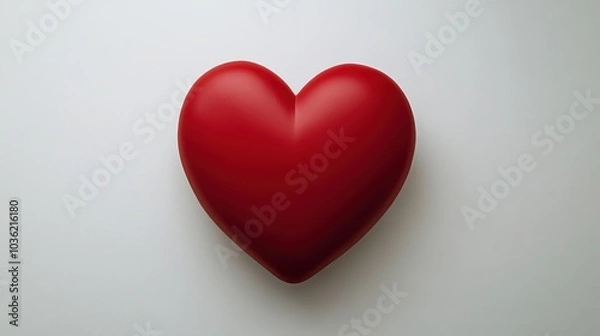 Fototapeta A glossy red heart shape on a plain background, symbolizing love and affection.