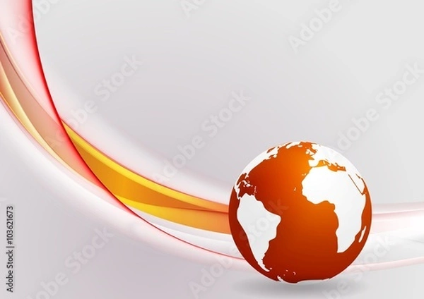 Obraz Tech background with globe and smooth waves