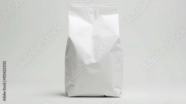 Fototapeta Versatile White Plastic Packaging Bag on Clean White Background