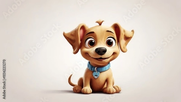 Fototapeta cartoonstyle  dog with white background