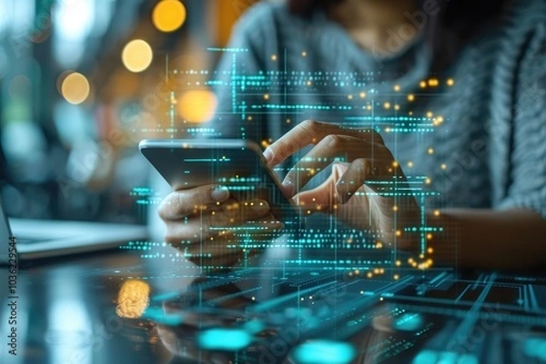 Fototapeta Swift banking: a digital bank fast transactions concept, highlighting efficiency, speed of modern financial services, revolutionizing how customers manage their money with quick, secure transactions.