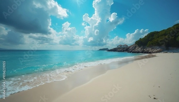 Fototapeta View of Sakarun beach in Croatia during a sunny day