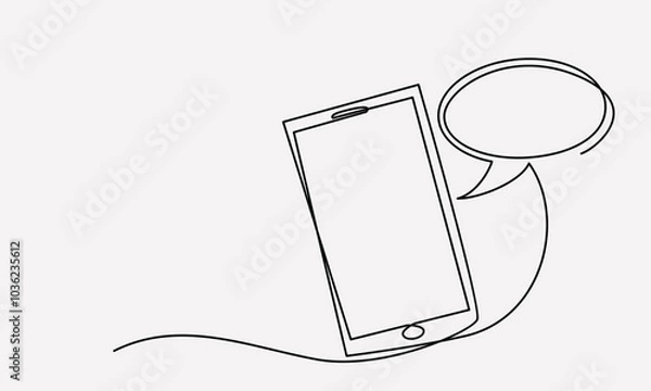 Fototapeta Smartphone drawing vector using continuous single one line art style isolated on white background.
