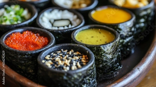 Fototapeta Authentic Japanese Sauce and Condiment Showcase