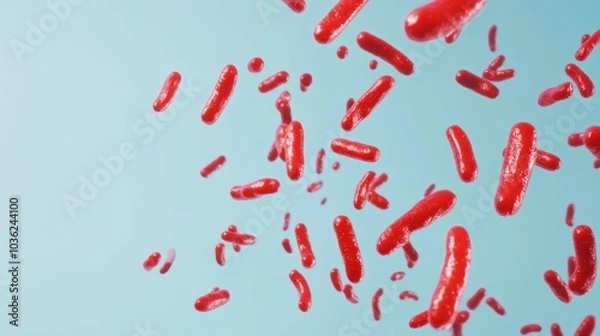 Fototapeta Red Bacteria in a Blue Sky