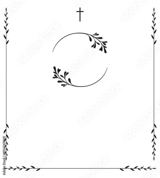Fototapeta Funeral vector card. Empty card. Digital Funeral Announcement Invitation Template in vector Illustrator
