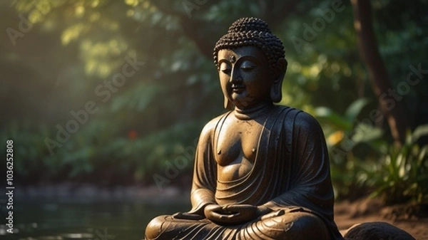 Obraz buddha statue in the garden