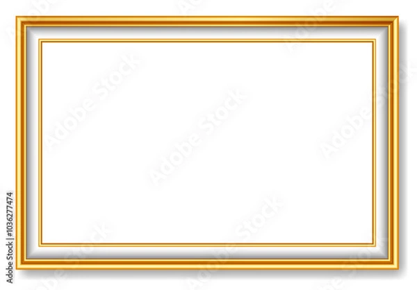 Obraz An Illustration elegant gold picture frame super realistic shape. Approximate frame size 330x220 cm, resolution 72 dpi. This image is NOT generated by Ai. The vector version is available in my gallery