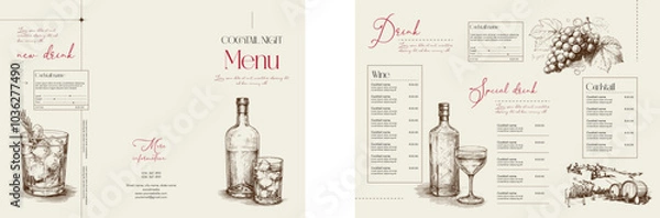 Obraz Cocktail Menu Trifold Brochure