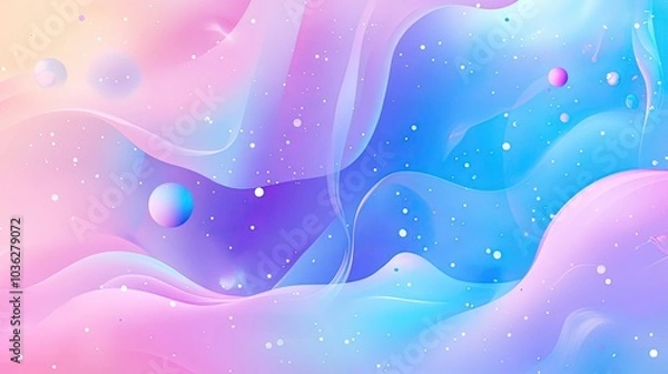 Obraz Abstract colorful design with flowing shapes and celestial elements.