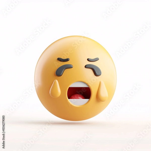 Fototapeta Crying emoji face illustration with expressive features and vibrant colors