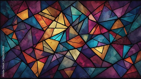 Obraz Stained Glass-Inspired Abstract Background with Geometric Patterns