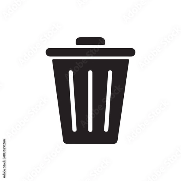 Fototapeta Trash or Delete icon vector art illustration on white background
