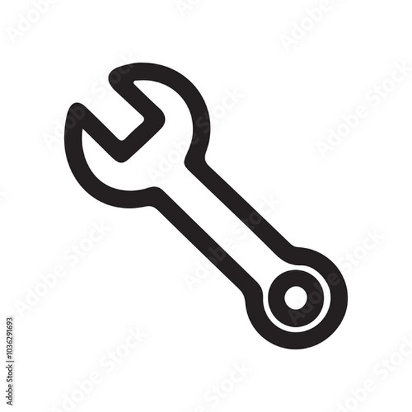 Fototapeta Wrench tool black icon vector art on white background
