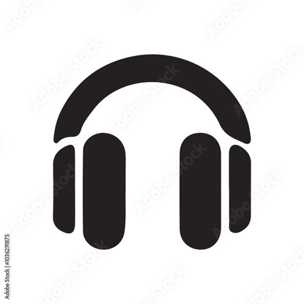 Fototapeta Black Headphone icon vector art on white background