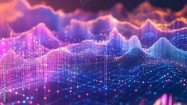 Fototapeta Smart city and abstract dot point connect with gradient line and aesthetic Intricate wave line design , big data connection technology concept. 