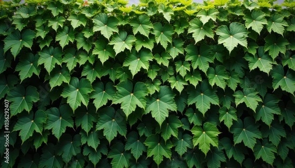 Fototapeta  Vibrant green leaves in a lush garden