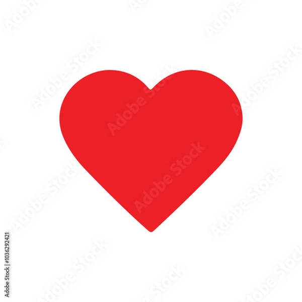 Fototapeta Red love heart icon vector art illustration on white background