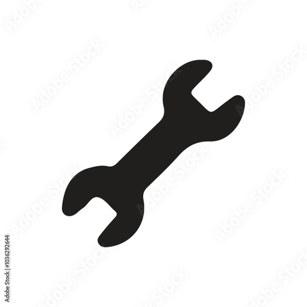 Fototapeta Black wrench icon vector art design on white background