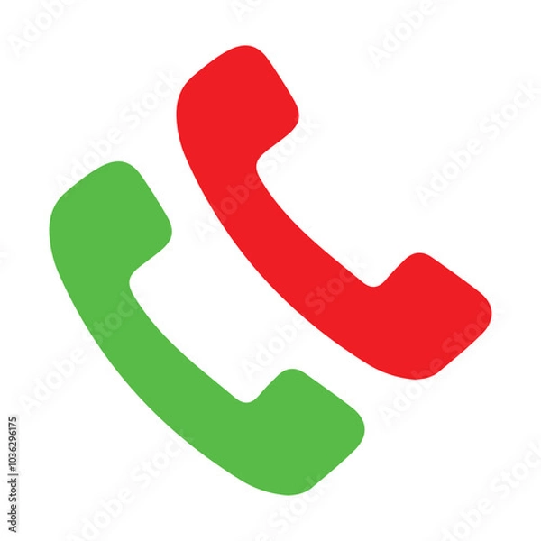 Fototapeta Phone call Receive and Reject for green and red call icon set on white background