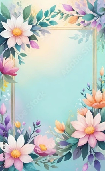 Fototapeta frame with flowers