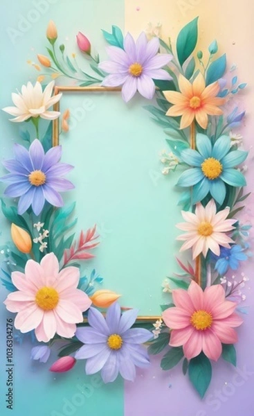 Fototapeta frame with flowers