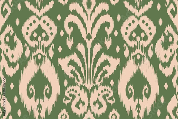 Fototapeta Ikat paisley embroidery on the fabric in Indonesia,India and asian countries.geometric ethnic oriental seamless pattern.Aztec style. illustration.design for texture,fabric,clothing,wrapping,carpet