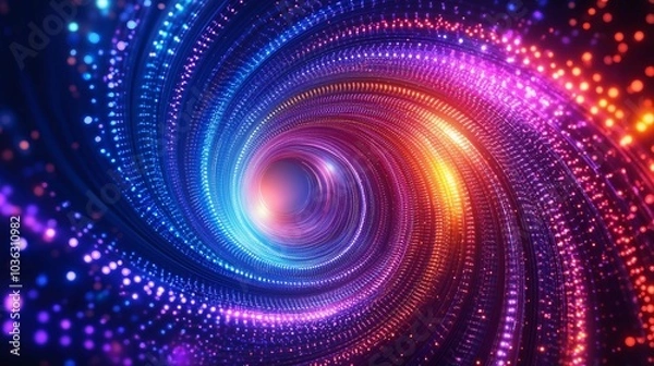 Fototapeta Glowing Tunnel in Futuristic Time Loop