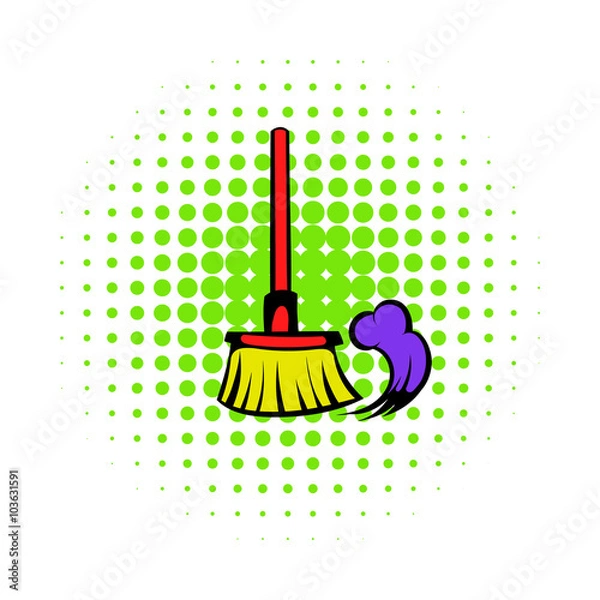 Fototapeta Brush for a floor icon, comics style 
