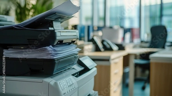 Fototapeta Government office secures sensitive printing with encrypted technology printers.