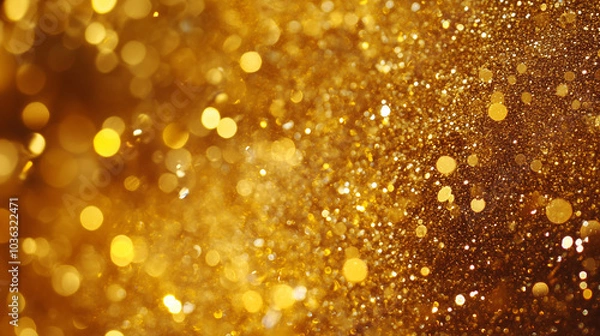 Fototapeta Golden bokeh background with water drops and defocused lights
