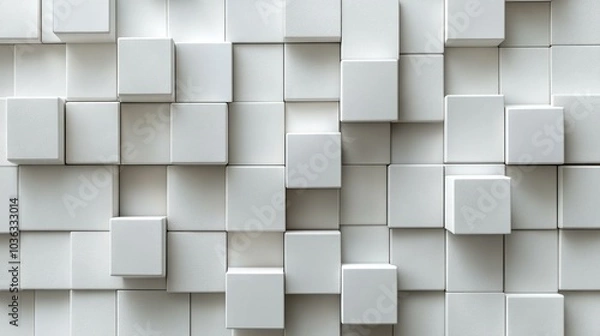 Obraz Abstract arrangement of white cubes creating a textured surface.