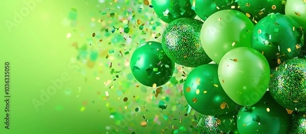 Fototapeta New Year banner with "2025" in green balloons.