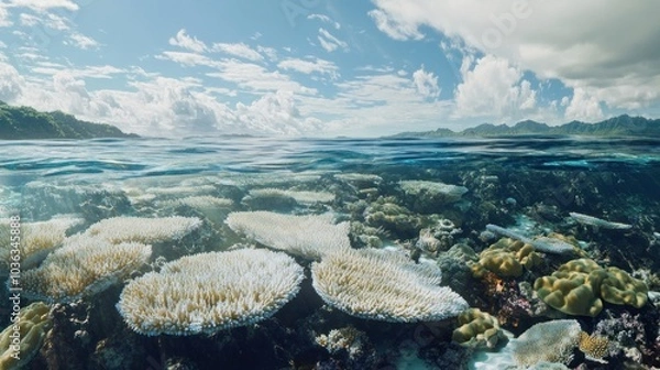 Fototapeta Underwater Paradise: A View of Coral Reefs in Tropical Waters