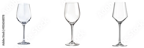 Obraz A tall, elegant crystal wine glass with a slender stem, isolated on a transparent background