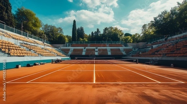 Obraz View of the tennis court stadium, which is magnificent and modern